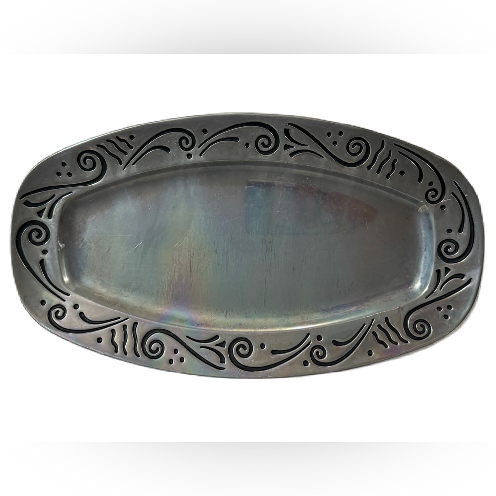 Spyro Hollowware silver serving tray plate by LENOX
